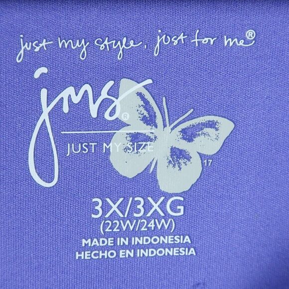 JUST MY SIZE JUST FOR ME PURPLE SHORT SLEEVE V NECK CASUAL TOP SIZE 22W/24W - Picture 2 of 6